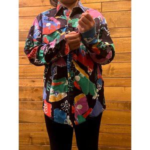 Funky Vintage Cowboy Multicolor Men's Button Down